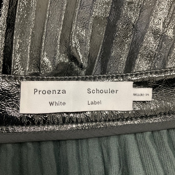 PROENZA SCHOULER WHITE LABEL BLACK PLEATED FAUX PATENT LEATHER MIDI SKIRT - Picture 4 of 5